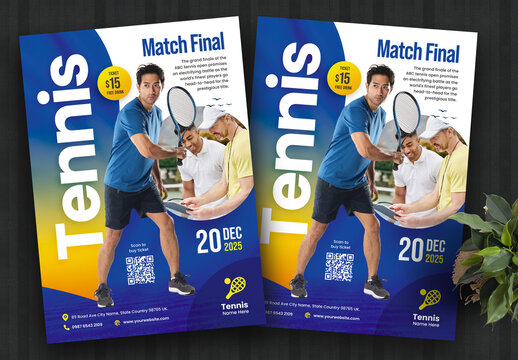 Tennis Tournament Sports Flyer Template Colour Green
