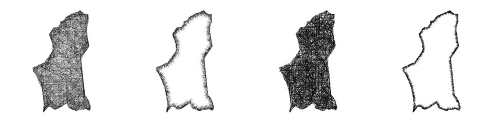 Fototapeta premium Sketch Nalut (Libya) outline map design set