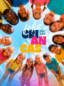Dia das Crian&ccedil;as Celebra&ccedil;&atilde;o Infantil Post Card Insta Template Banner
