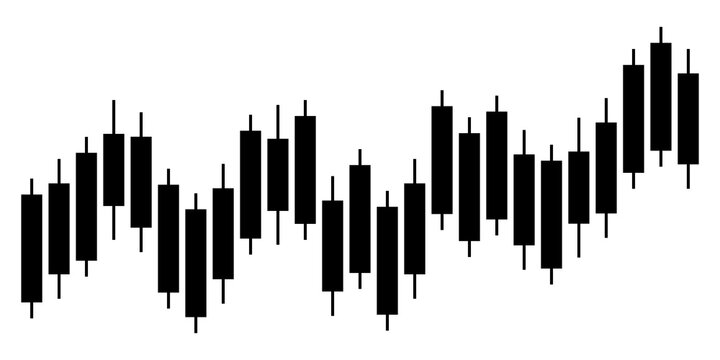 Black Candlestick Chart Pattern Isolated on Transparent Background