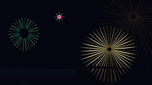 Abstract vector background illustration featuring colorful firework bursts and radiating light patterns for festive celebrations