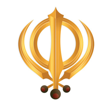 Golden Khanda Sahib Sikh Symbol 3D Vector