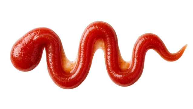 Thick red tomato ketchup swirl, isolated on transparent background