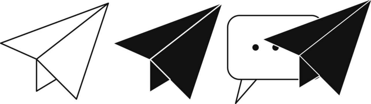 Paper plane icons and social media message bubble with send icon email icon paper airplane speech bubble