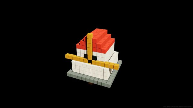 3D Block Building Rotating - Abstract Geometric Toy Construction