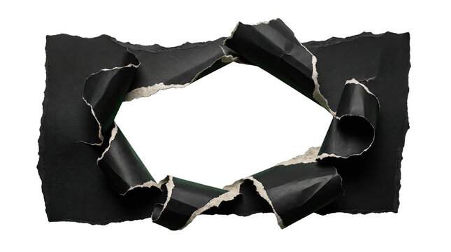 Torn black paper opening for retail promotion