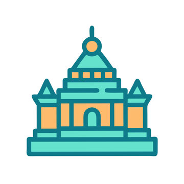Flat design vector icon of historic architectural building