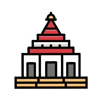Isolated flat design image of an Asian building style
