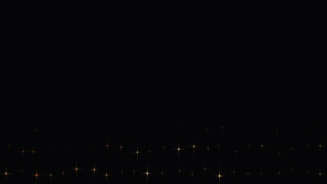 Elegant twinkling four-point star border in gold on black 4K video