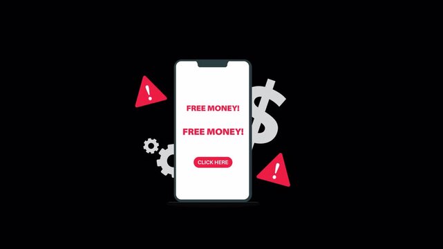 Smartphone Displaying Phishing Scam with Fake Money Offer - Transparent