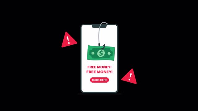 Smartphone Displaying Phishing Scam with Fake Money Offer - Transparent