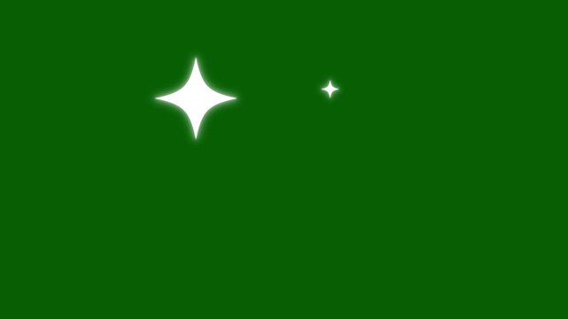 twinkling cartoon stars and glitter. fast glitter star motion, twinkle festive holiday decoration. cartoon animation white cartoon flat vector doodles style, twinkle star Effects on green screen.