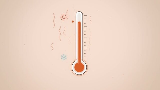Thermometer with sun and snowflake rising and falling seamless loop