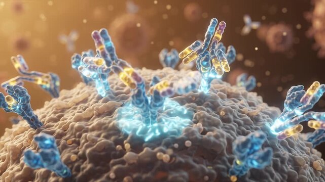 Trastuzumab binding HER2 receptors and inhibiting cancer cell growth