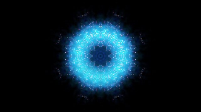 Cyan Blue Fractal Mandala Flower Burst Background