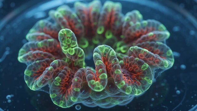 macro timelapse of intestinal organoid forming crypt and villus structures