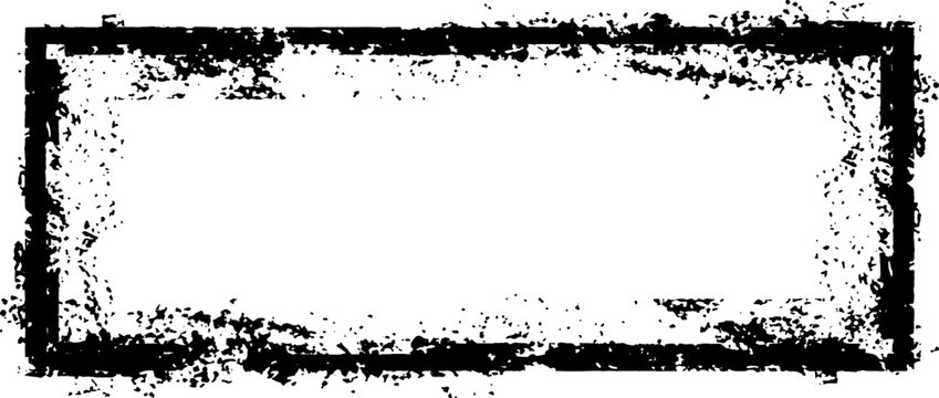 Abstract distressed border frame. Rough-edged rectangular outline. Vector illustration.