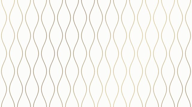 Elegant flowing Japanese Tatewaku curves in gold on white 4K video