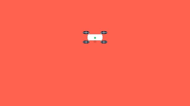 A small white square with black corner circles and a green dot on a red background.
