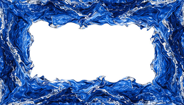 sapphire and silver swashes watercolor paint abstract cut out isolated on transparent white background PNG. AI GENERATED.