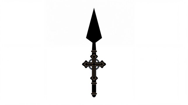 Orthodox christmas vektor religious spear cross icon silhouette