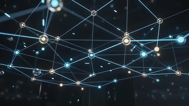 Abstract futuristic technology animation with glowing blue data network lines