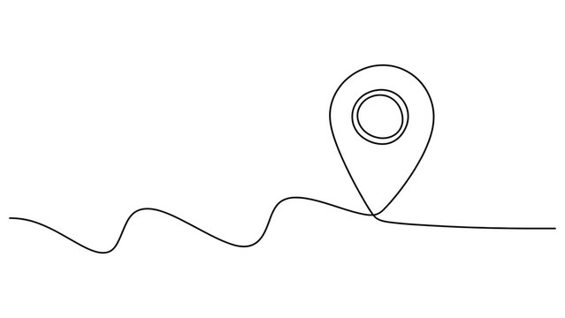 Continuous single line drawing of a map location pin icon Vector, illustration