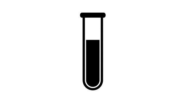 Black test tube icon isolated on a transparent background