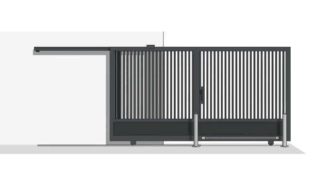 Modern Automatic Sliding Gate with Vertical Slats