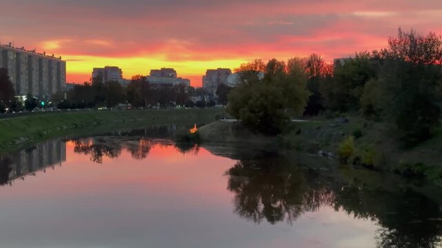 sunset over the river