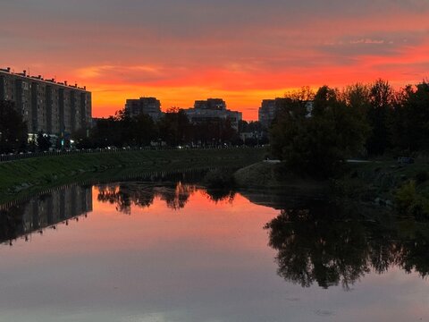 sunset over the river