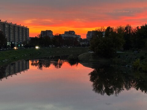 sunset over the river