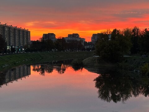 sunset over the river