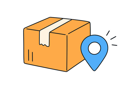 Parcel box with location pin delivery tracking icon