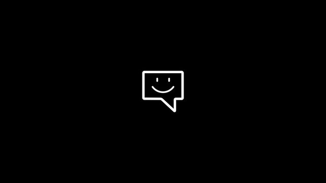 Minimalist animated speech bubble with smiling face, social media chat symbol for ui chat communication