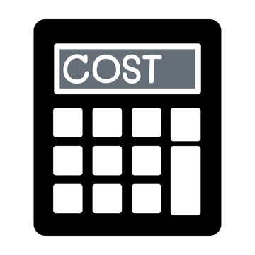 Calculator with cost text finance calculation icon