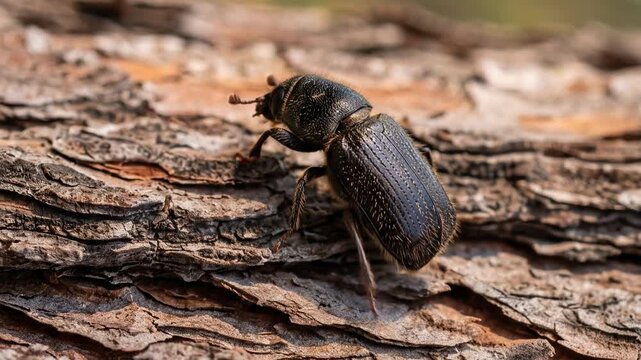pine beetle close up at morning light in british columbia canada video