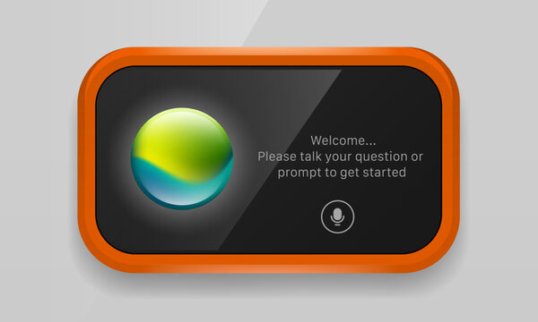 Orange AI voice assistant widget UI design vector