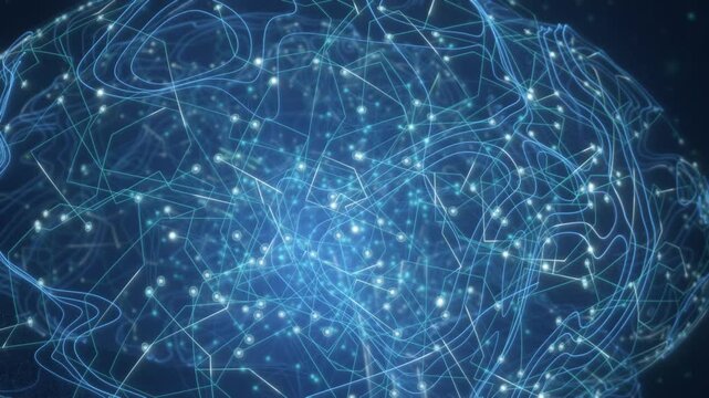 Futuristic AI Brain with Glowing Neural Circuits and Digital Network