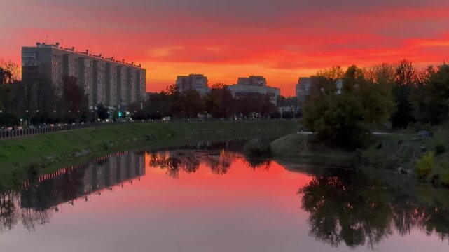 sunset over the river