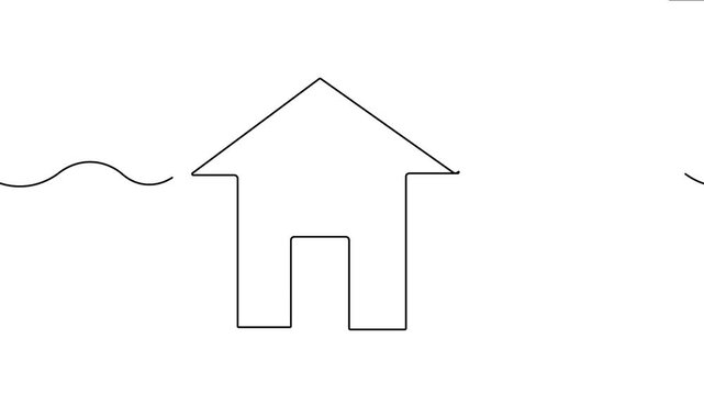 Single line drawing simple house icon animation loop