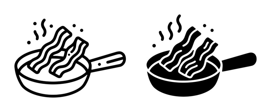 Bacon frying in a pan for a logo
