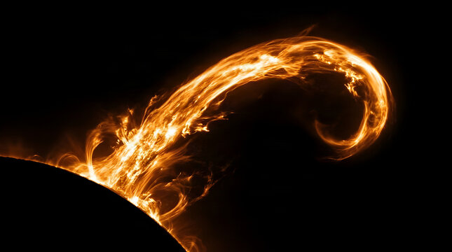 Solar flare eruption with glowing plasma on the sun surface eruption astronomy magnetic astrophysics radiation explosion universe phenomenon astronomical