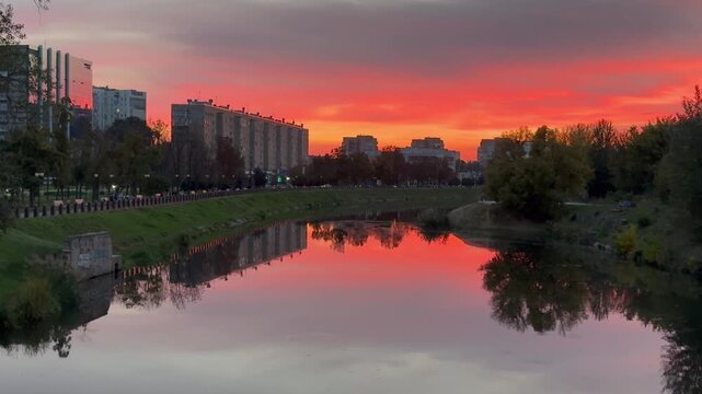 sunset over the river