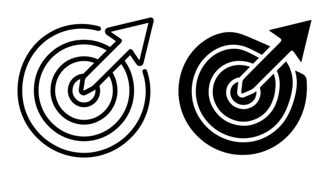 Target and arrow set with bullseye and aim for success, business and sport logo