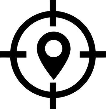 Location pinpoint within crosshairs during precise targeting for navigational concept Isolated on transparent background