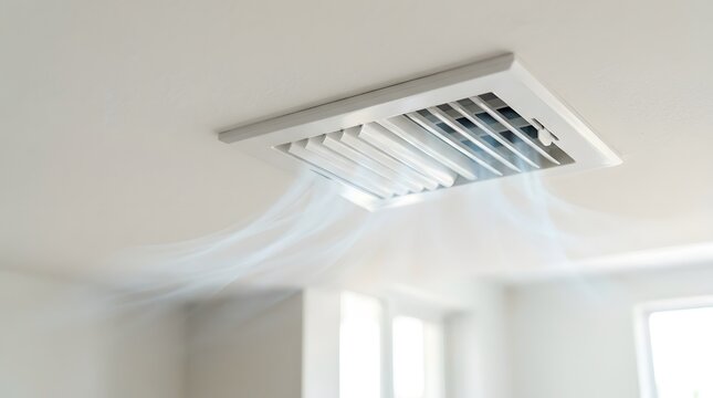 Air conditioner vent on the ceiling with air flow for the concept of HVAC and climate control.