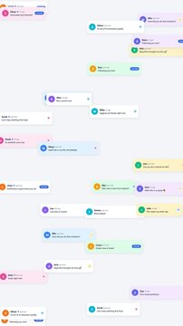 Social Media Chat Conversation Bubbles Scrolling Upward on White Background for Digital Communication and Messaging UI Concept