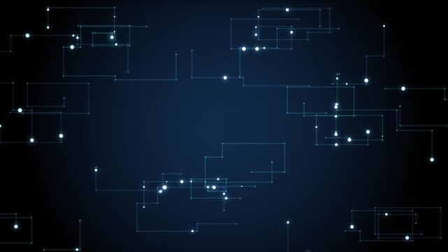 Futuristic circuit network with glowing blue connection nodes