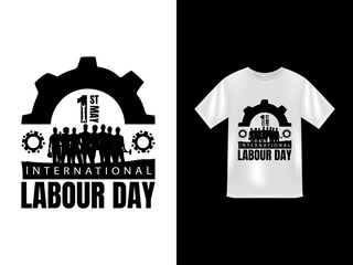 Branding International Labour Day typography graphic design featuring worker silhouette T Shirt, Shirt © romanhrimon